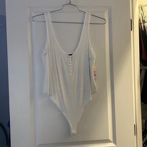 Target white 1/4 button down bodysuit